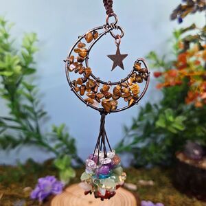 Handmade Tiger's Eye Crystal Moon Décor #11